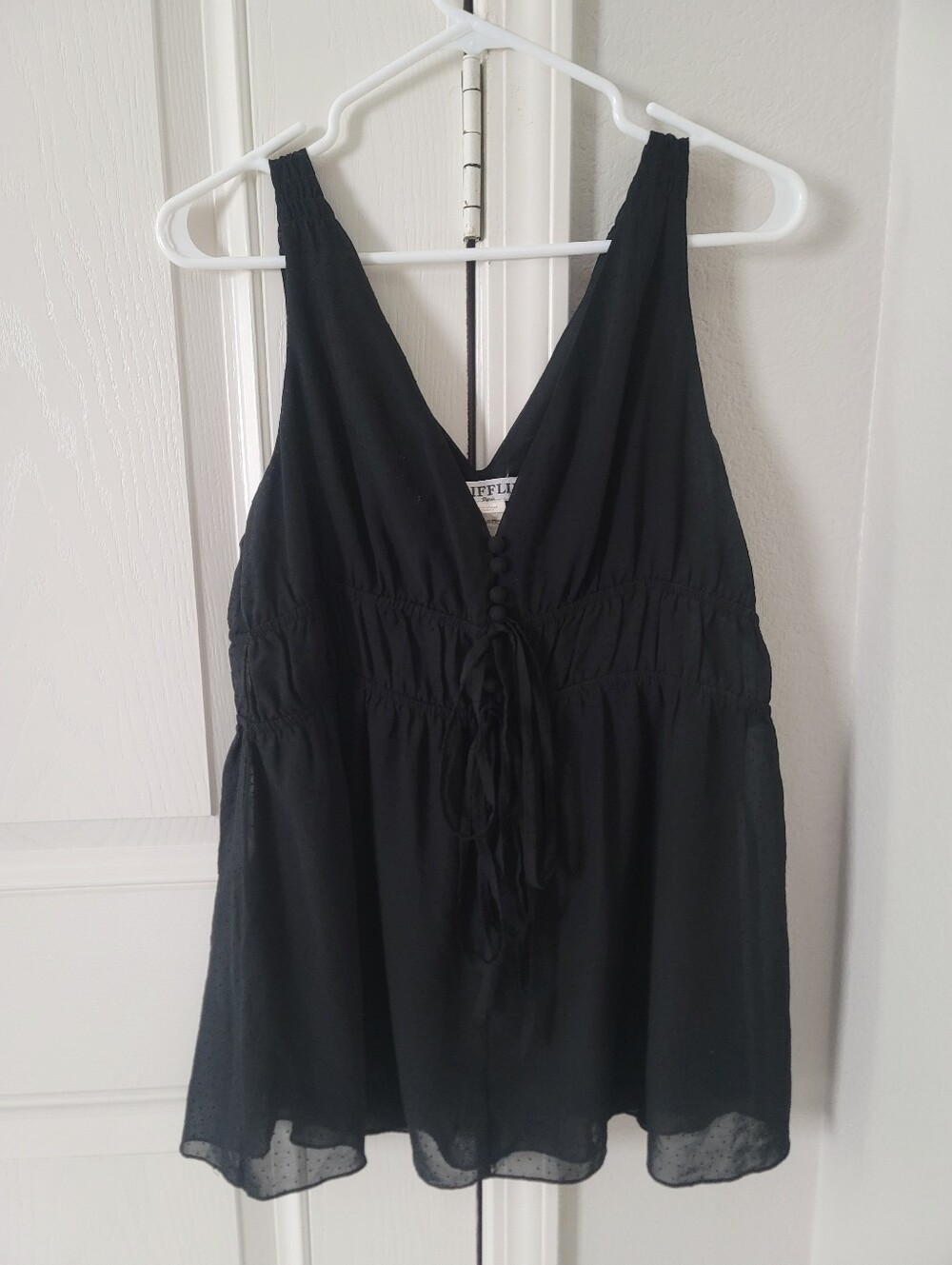 Griffin Paris Black Tie-Front V-Neck Women's Camisole
